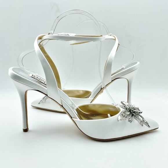 Badgley Mischka Womens Kalista Stiletto Heel US 8M EU 38.5 White Satin NIB - Picture 3 of 12